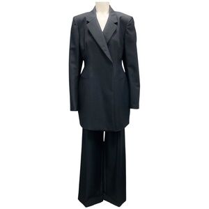 ALAIA DARK GREY CHECKED TAILORED BLAZER AND PANTS SUIT SET